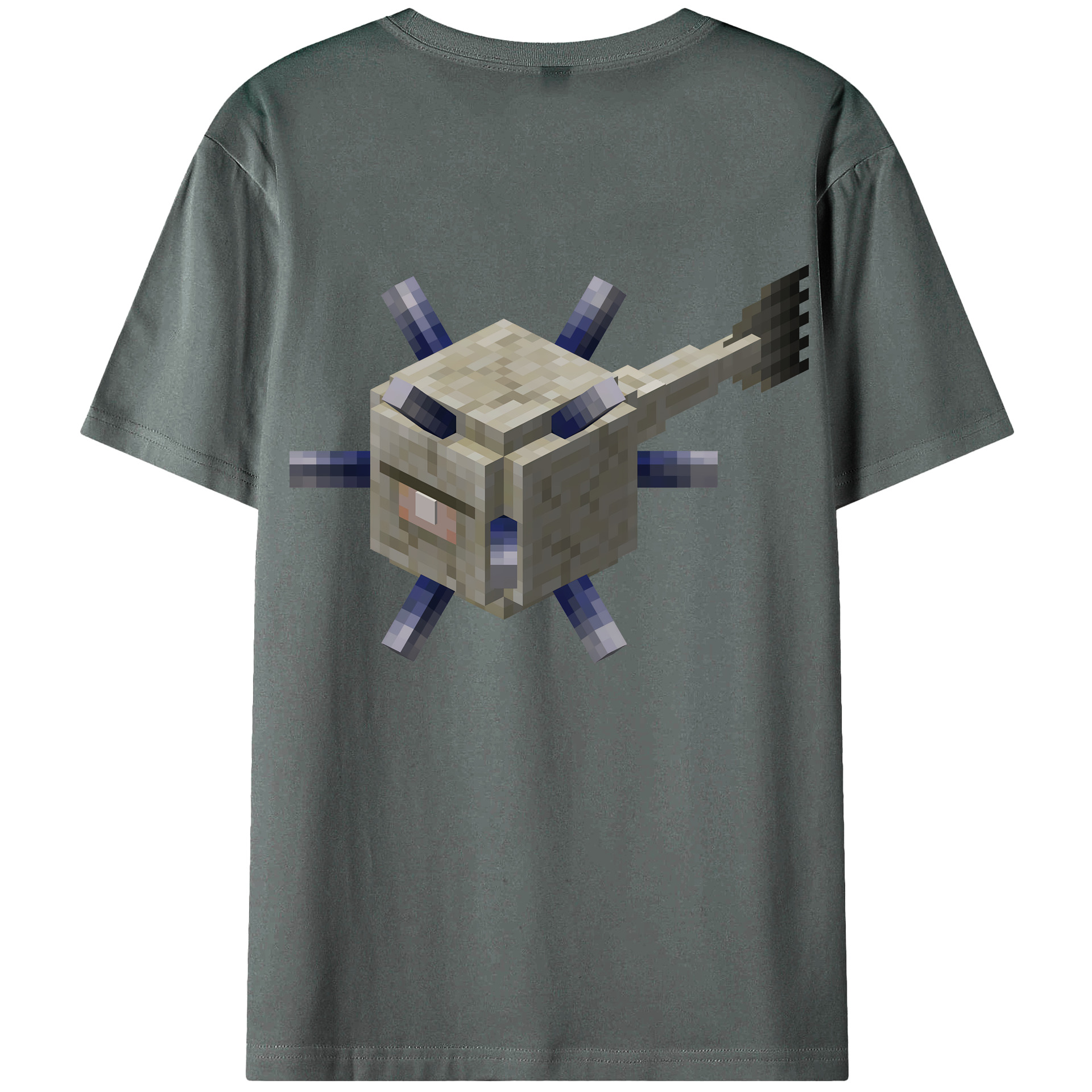 （画像用） マインクラフト ブロックの世界 Minecraft MC Block world 綿100％半袖Tシャツ（背面プリント）